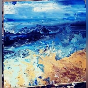"Mystical Waters" Original acrylic Dutch paint pour 12x12 stretched canvas.